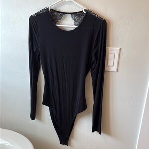 Elegant Black Lace Long Sleeve Bodysuit